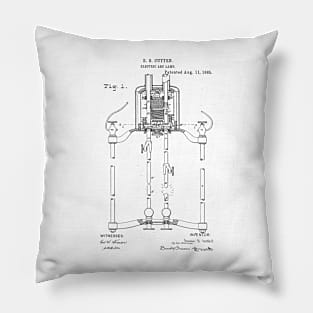 Electric Arc Lamp Vintage Patent Hand Drawing Pillow