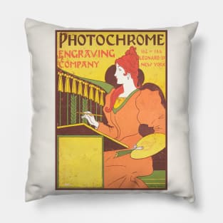 Photochrome Engraving Company Advertisement, 1893 Pillow