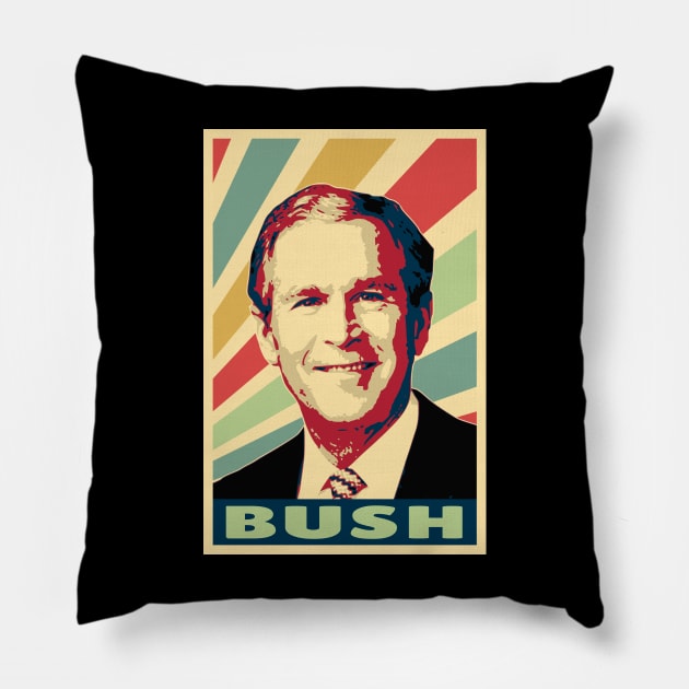 George W. Bush Vintage Colors Pillow by Nerd_art