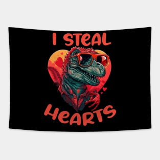 I Steal Hearts Dinosaur T-rex Funny Sarcastic  Valentines Day  SayingGift Ideas For Tapestry