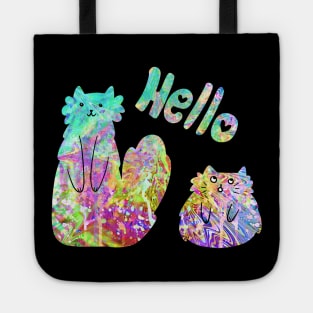 "Hello" Kitties Pastel Grunge Tote