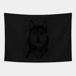 Husky Puppy ink drawing design Tapestry