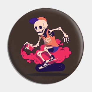 Graffiti Skater Skeleton Pin