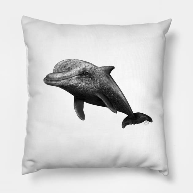 Spotted Dolphin Drawing Pillow by ArtistheJourney