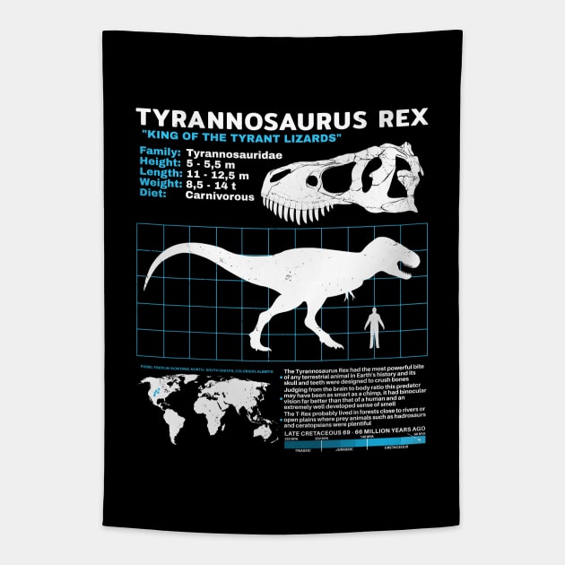 Tyrannosaurus Rex Fact Sheet Tapestry by NicGrayTees