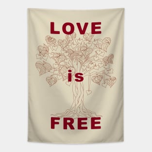 love is free with tree of hearts Tapestry