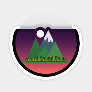 Night Moon And Mountains Magnet