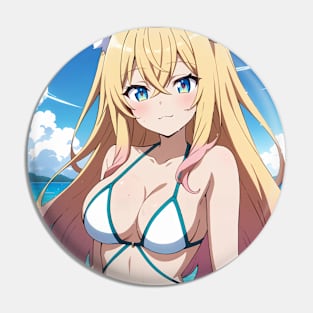 Anime Girl Beach Day Pin