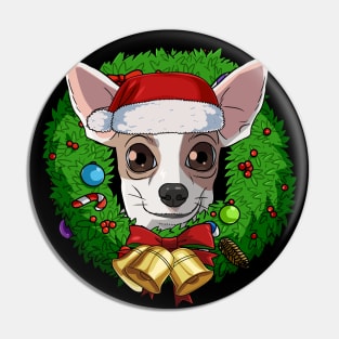 Funny Chihuahua Santa Christmas Wreath Pin