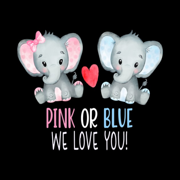 Baby Elephant Pink And Blue We Love You by eldridgejacqueline