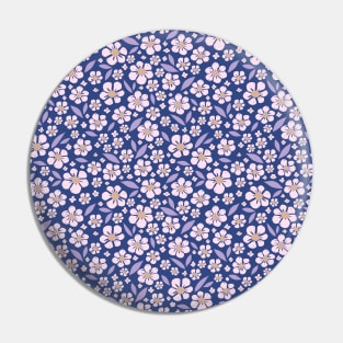 Playful hand drawn flowers on blue Pin