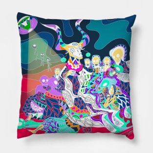 the goat and the witches in alien experience Pillow