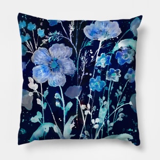 Blue Cyanotype floral Pillow