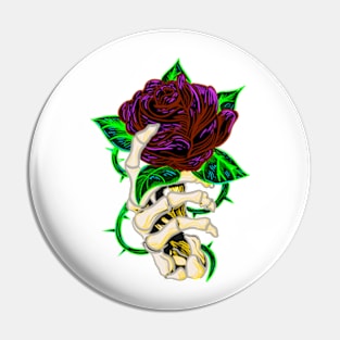 Rose Held By Bones Pin