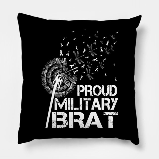 Proud Military Brat Military Child Month Purple Up Dandelion Pillow by eyelashget