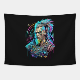 Neon Cyberpunk Viking - V1.14 Tapestry