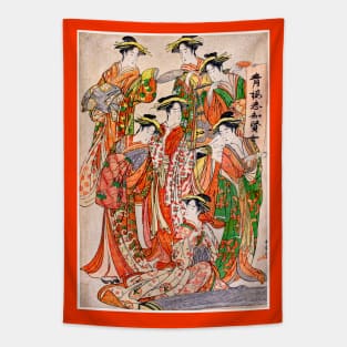 Seven Wise Women of the Pleasure Quarters, Katsukawa Shunsho 1780s Tapestry