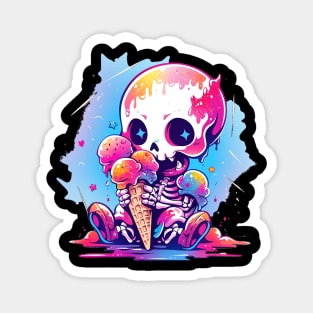 Cute Baby Skeleton Loves Ice Cream Halloween Design Magnet