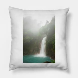 Rio celeste waterfall at foggy day Pillow