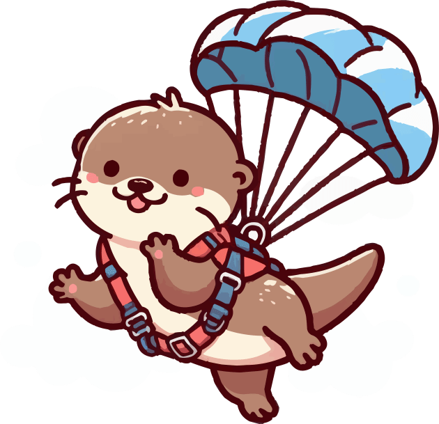 Funny otter Skydiving Kids T-Shirt by fikriamrullah