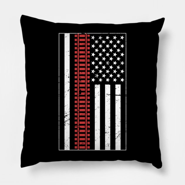 American Flag & Model Railroad Pillow by MeatMan