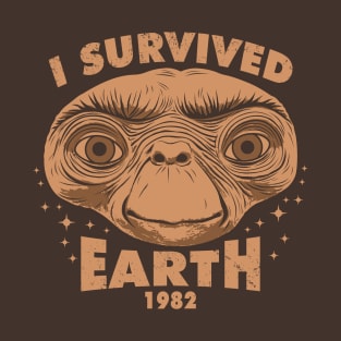 I Survived Earth Funny 80's Alien Movie Meme T-Shirt