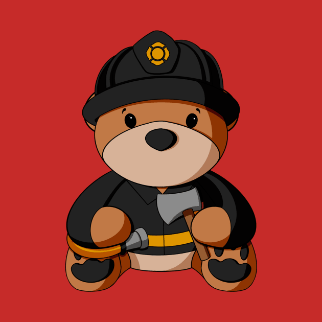 Black Uniform Fireman Teddy Bear by Alisha Ober Designs