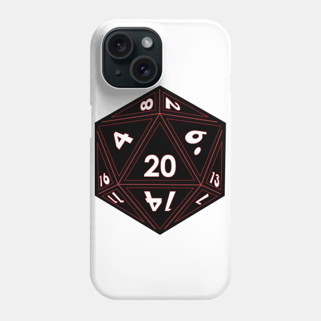 (Pocket) Black D20 Dice (Red Outline) Phone Case by Stupid Coffee Designs