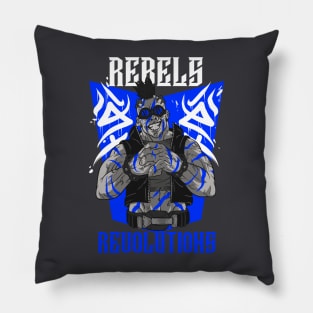 Blue Hearted Rebel Pillow