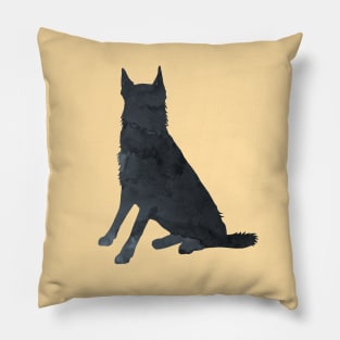 Belgian Malinois Shepherd, Black Dog Silhouette Pillow