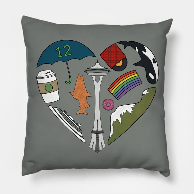 Seattle Love Pillow by CupcakeCandice