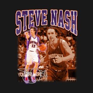 Steve Nash Basketball Legend Signature Vintage Graphic Retro Bootleg Style T-Shirt