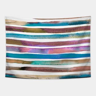 Pocket - WATERCOLOR STRIPES BLUE PURPLE 2 Tapestry