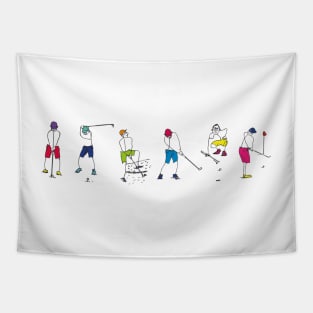 Golf - stick figure men playing golf Tapestry