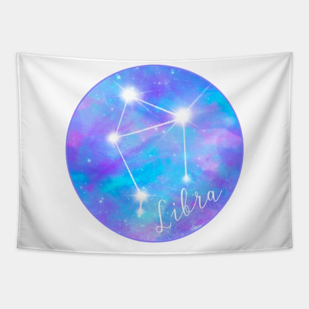 Libra zodiac sign test. Constellation on galaxy background Tapestry by Orangerinka