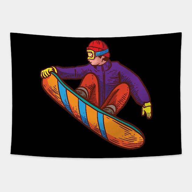 Snowboard Winter sports Snowboarder Apparel Tapestry by Luxara