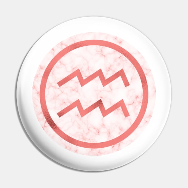 Living Coral Marble Zodiac - Aquarius Pin by BiscuitSnack