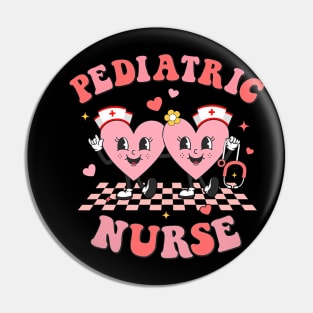 Retro Pediatric Nurse Cute Valentines Day Hearts Stethoscope Pin