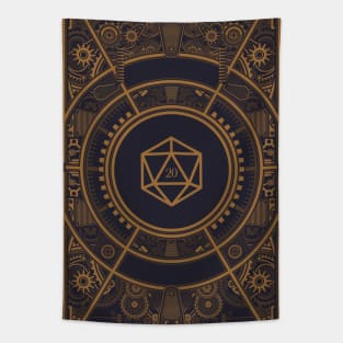 Retro Steampunk Polyhedral 20 Sided Dice Critical Hit Tapestry