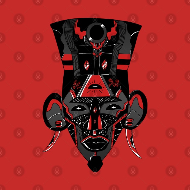 Black and Red African Mask 6 by kenallouis