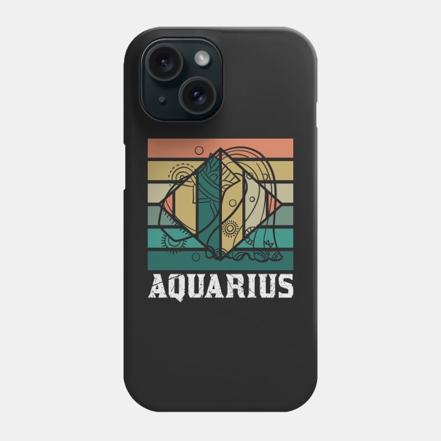 Aquarius Desing Zodiac Vintage Phone Case by GrafDot