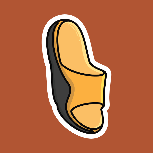 Men Footwear Single Slipper Shoe Sticker design vector. Men fashion object icon concept. Boys Outdoor shoe sticker vector design. Flip flop icon or Slipper logo design. by AlviStudio