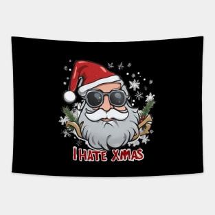 I hate christmas Santa with sunglasses xmas Tapestry