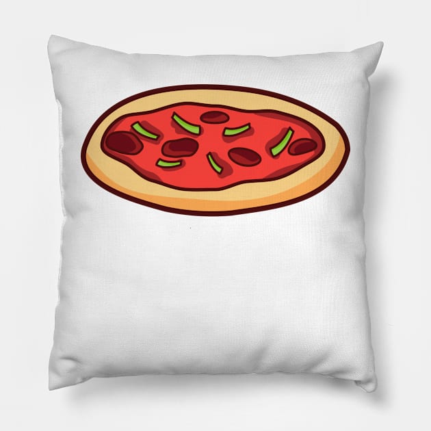 Green Pepper Pizza Pillow by Kacica