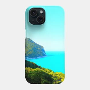 View from Piazzale Marino in Sirolo at the Adriatic Sea, Mount Conero, vegetation and sky Phone Case