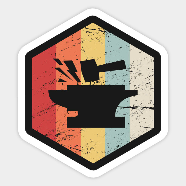 Retro Vintage Blacksmith Anvil Icon Blacksmith Sticker Teepublic
