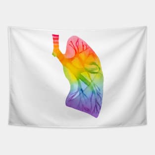 Watercolor Rainbow Lung (white) Tapestry