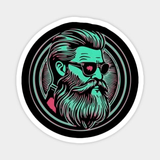 Hipster Bearded Man With Glasses Magnet