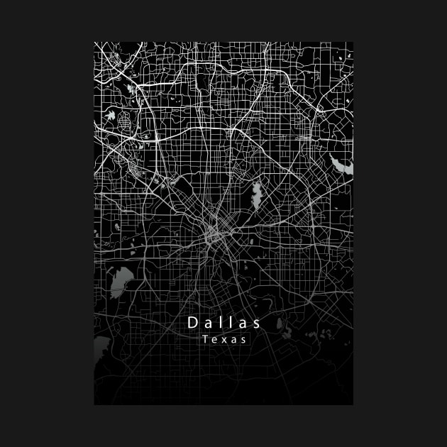 Dallas Texas City Map dark by Robin-Niemczyk