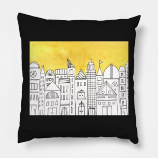 Yellow small town Pillow